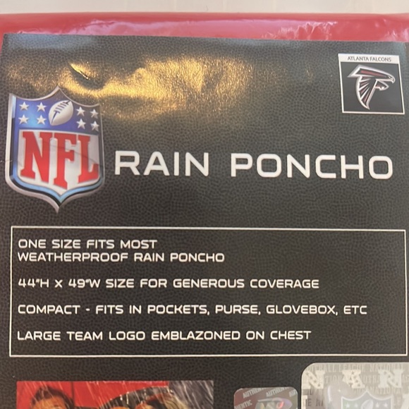 New! Atlanta Falcons Rain Poncho - Picture 2 of 3